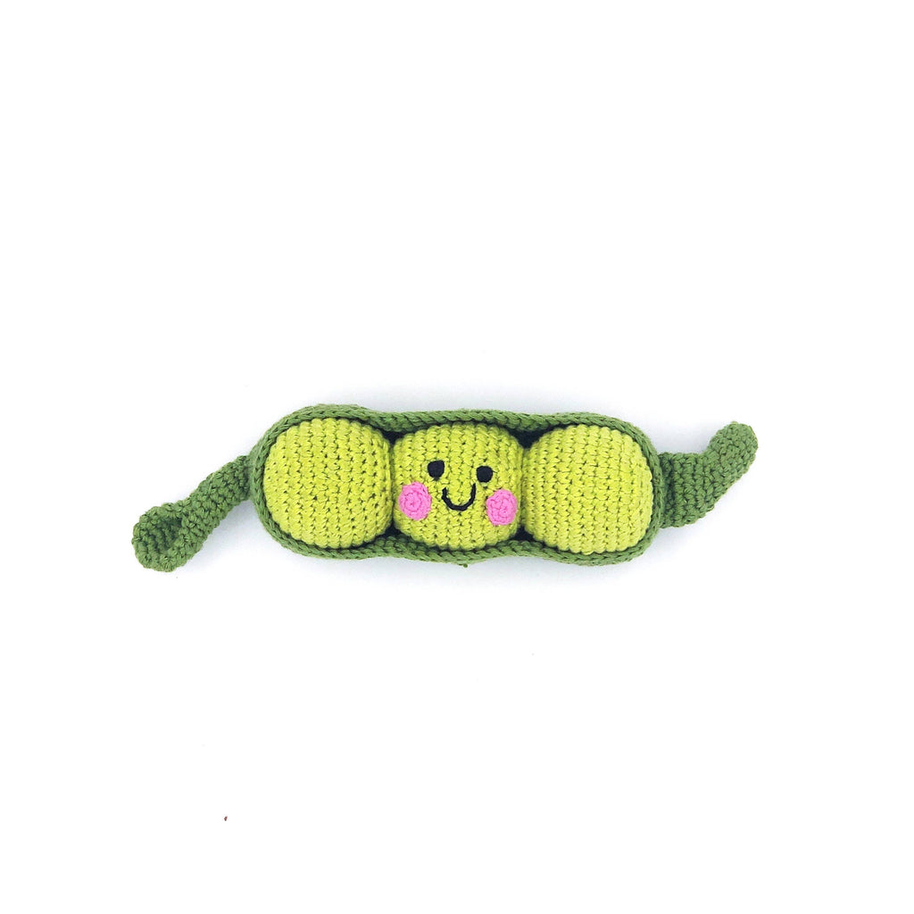 Hochet amical en forme de cosse de pois pour bébé au crochet