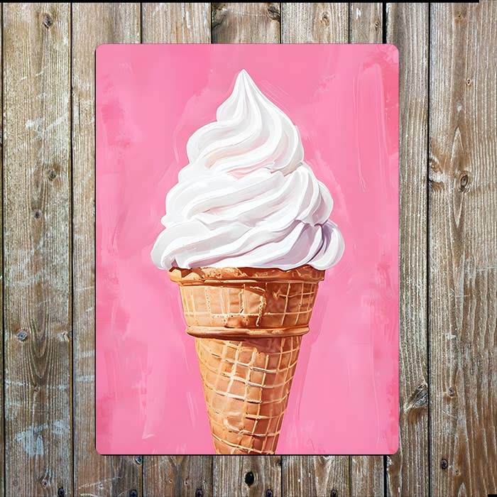 Plaque en métal nautique bord de mer avec cornet de glace: 11 x 16 pouces