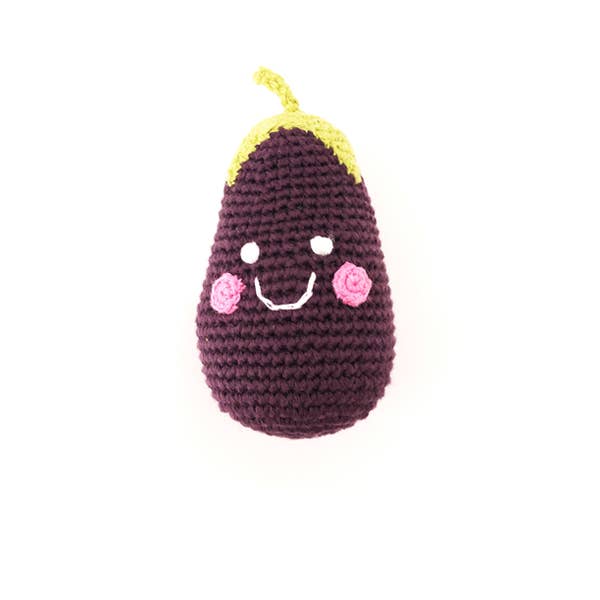 Hochet amical aubergine jouet bébé crochet