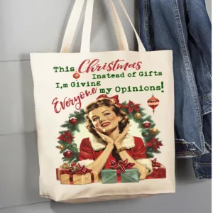 AVERY LANE GIFTS – Sac en toile My Opinions Noël