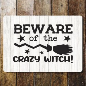 BRITISH METAL SIGNS – Plaque murale « BEWARE OF THE CRAZY WITCH »