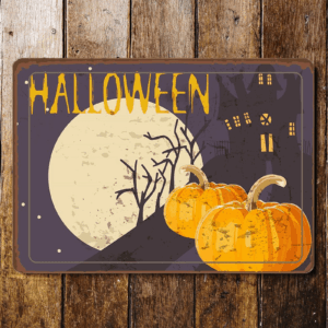 BRITISH METAL SIGNS – Plaque murale Halloween Pumpkin
