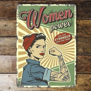 BRITISH METAL SIGNS – Plaque murale Retro Women Power
